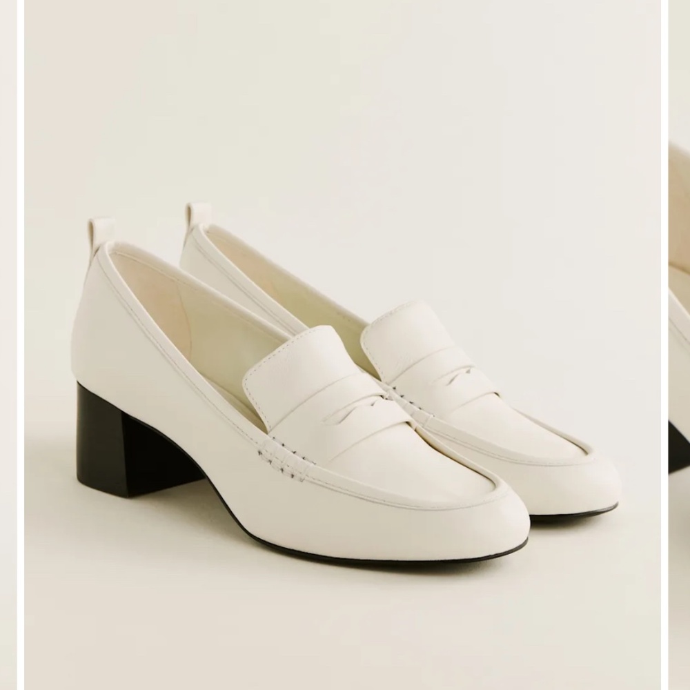 Brand New : Reformation Franca Heeled Loafer Ivory - Size 7.5